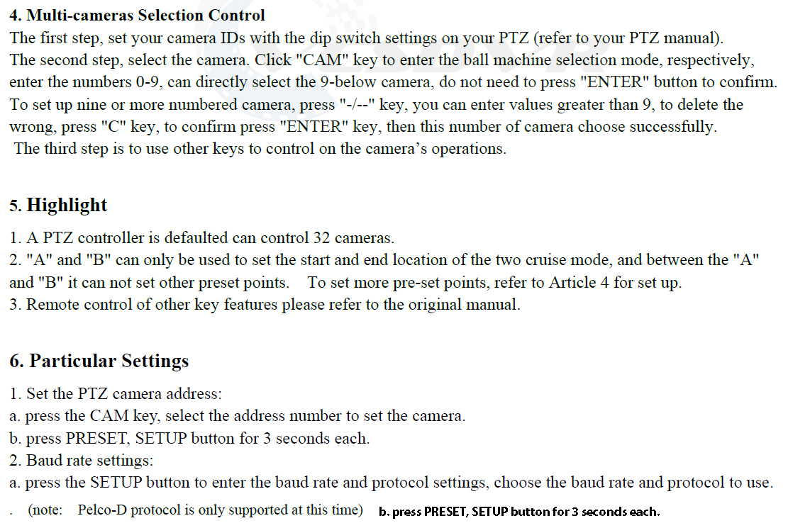 Manual Control PTZ